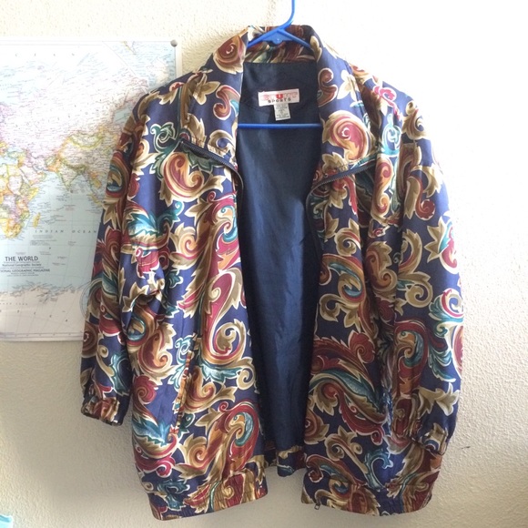 80s/90s Vintage Pattern Silk Jacket - Picture 2 of 5